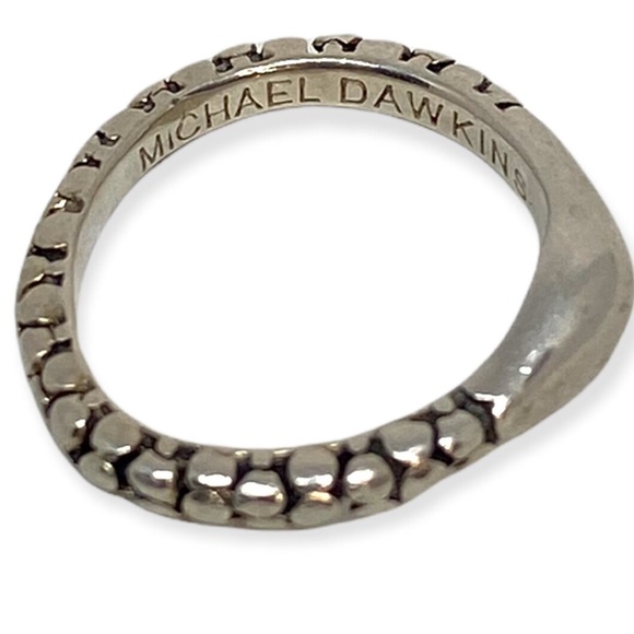 Michael Dawkins Sterling Silver Granulated Silver Pebble Stacking Ring sz 5-1/4 - Picture 5 of 7